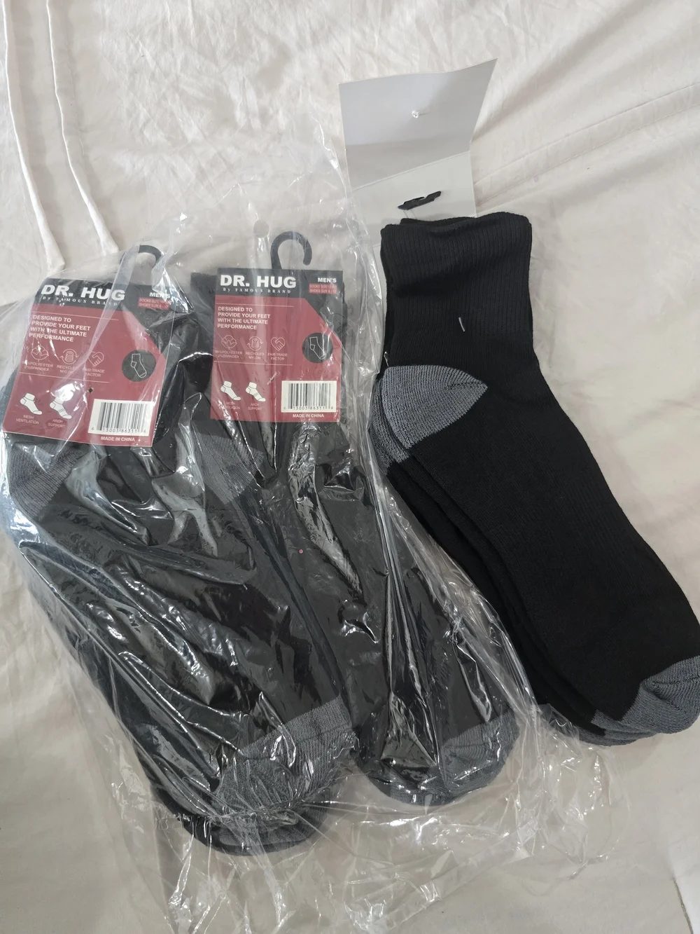 Men's Black Crew Socks with Gray Accents - Pack